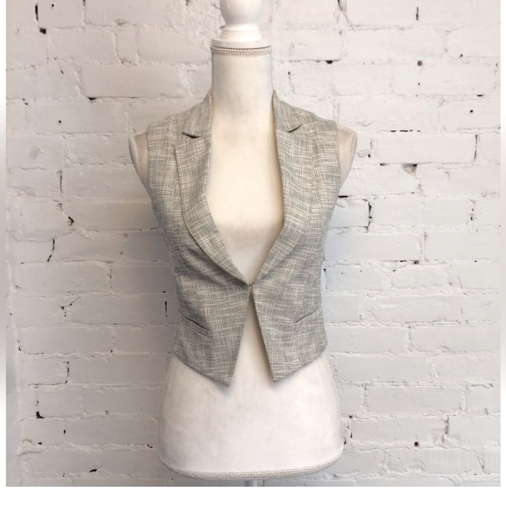 Adam Adam Lippes cropped shrunken vest black crosshatch size 0